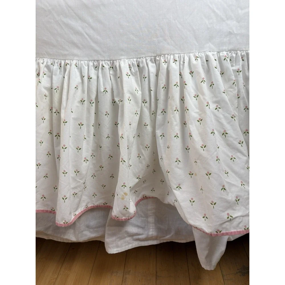 Laura Ashley Castleberry Pink Tulip King Size Dust Ruffle Layered Bedskirt